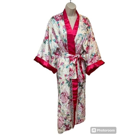 Natori‎ Robe Petite Lined Floral Jacquard Vintage Kimono Style Multi Colored - Picture 2 of 10